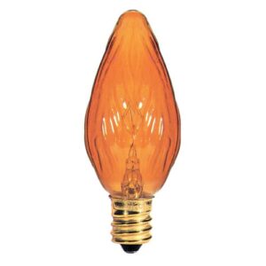 bulbrite 25f10a-8pk 25w fiesta style candelabra base, amber chandelier bulb, 8-pack