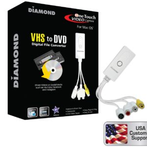 Diamond Multimedia VC500MAC USB 2.0 One Touch Vhs to DVD Video Capture Device with Easy to Use Software, Convert, Edit and Save to Digital Files for MacOS