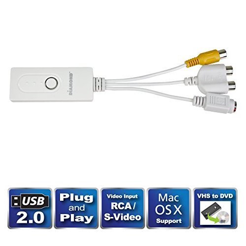 Diamond Multimedia VC500MAC USB 2.0 One Touch Vhs to DVD Video Capture Device with Easy to Use Software, Convert, Edit and Save to Digital Files for MacOS