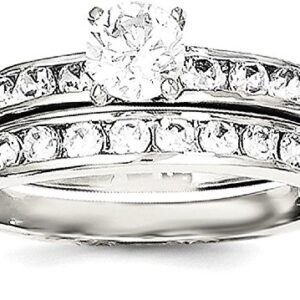 IceCarats 925 Sterling Silver Cubic Zirconia CZ Wedding Band Engagement Ring Bridal Jewelry Set