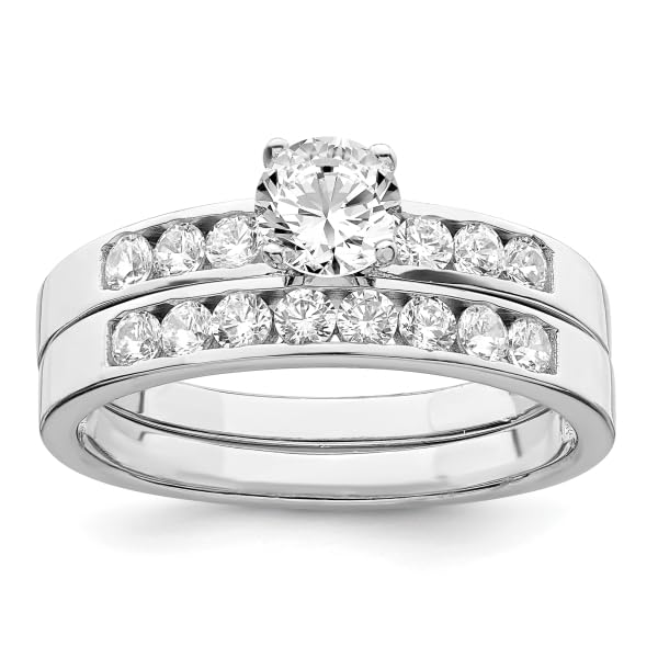 IceCarats 925 Sterling Silver Cubic Zirconia CZ Wedding Band Engagement Ring Bridal Jewelry Set