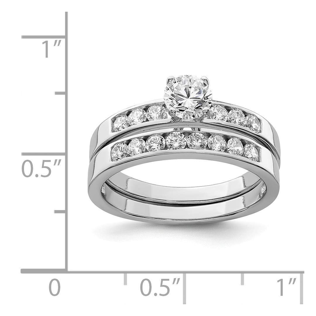 IceCarats 925 Sterling Silver Cubic Zirconia CZ Wedding Band Engagement Ring Bridal Jewelry Set