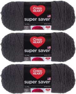 red heart e300-3950 red heart super saver yarn - charcoal