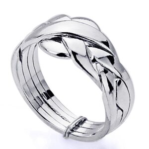 DoubleAccent Sterling Silver 4 pcs Band Puzzle Ring 11mm (Size 5 to 15) Size 10