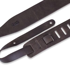 Levy's Leathers 2.5" Distressed Veg-Tan Leather Leather Guitar Strap with Ladder Style Height Adjustment; Dark Brown (M17D-DBR)