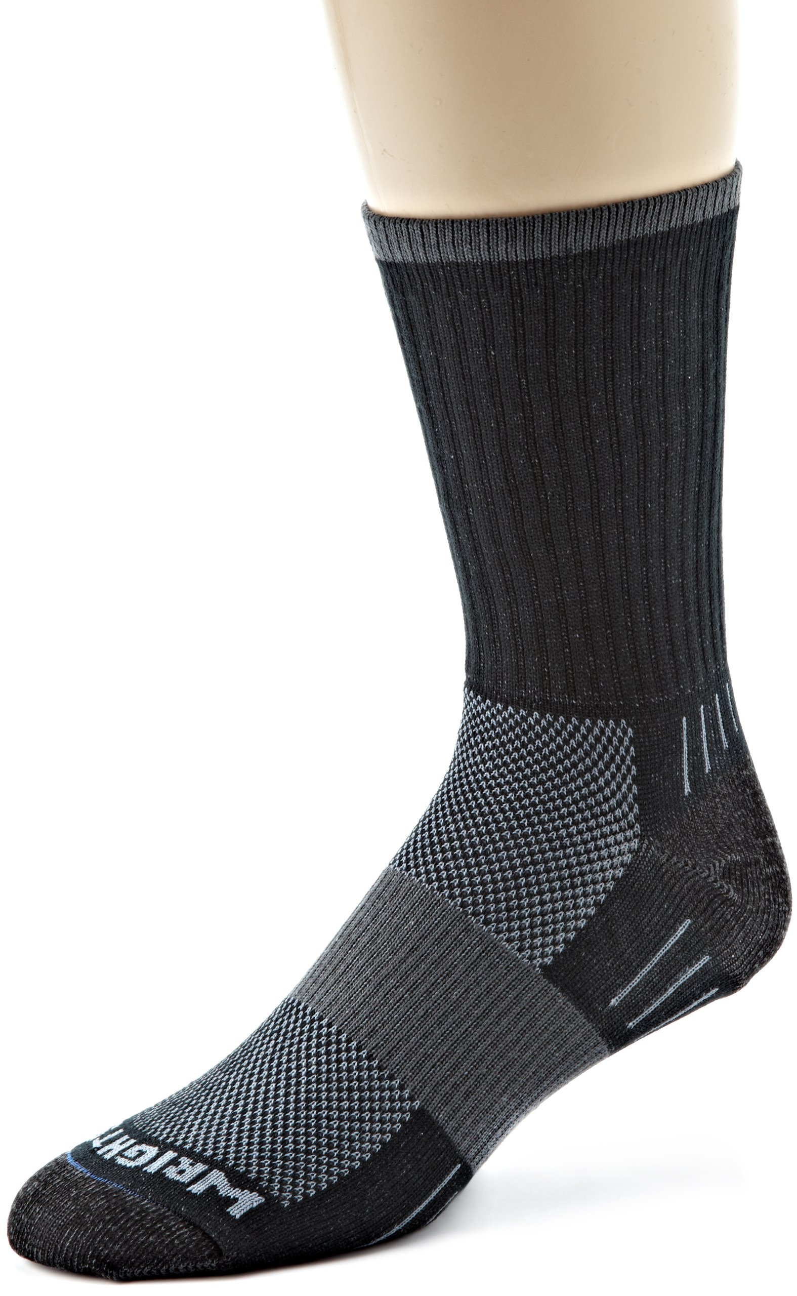 Wrightsock Escape Crew, Unisex, Double Layer, Blister Free Socks, Perfect for Hiking and Daily Wear, Black, Large