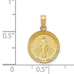 IceCarats 14K Yellow Gold Our Lady of Miraculous Medal Blessed Virgin Mary Necklace Charm Pendant 20mm x 13mm Only