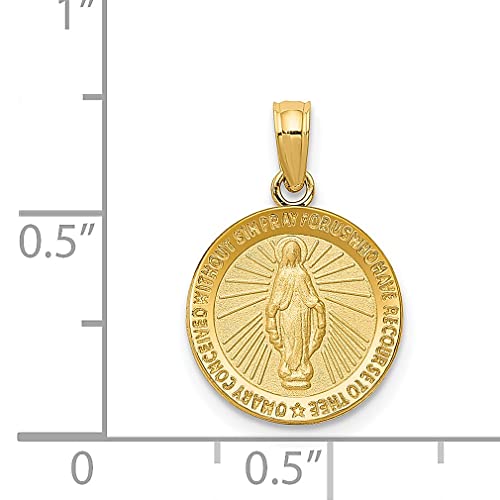 IceCarats 14K Yellow Gold Our Lady of Miraculous Medal Blessed Virgin Mary Necklace Charm Pendant 20mm x 13mm Only