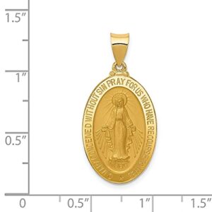 IceCarats 14K Yellow Gold Our Lady of Miraculous Medal Blessed Virgin Mary Oval Necklace Charm Pendant 31.5mm x 16mm Only