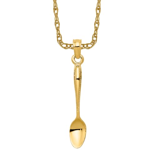 IceCarats 14K Yellow Gold Table Spoon Necklace Charm Pendant 27mm x 5mm Only