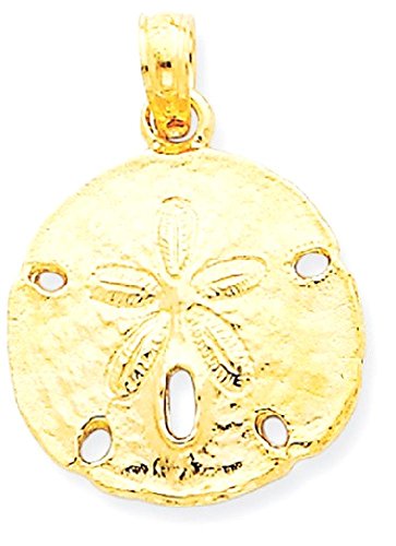 IceCarats 14K Yellow Gold Sand Dollar Sea Star Starfish Necklace Charm Pendant 24mm x 15.4mm Only