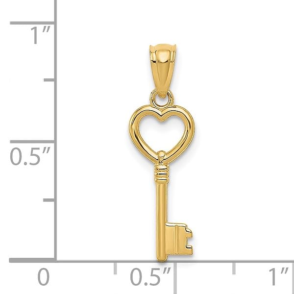 IceCarats 14K Yellow Gold Heart Love Key Necklace Charm Pendant 23mm x 7mm Only