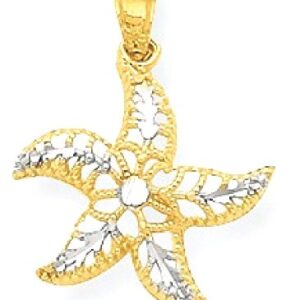 IceCarats 10K Yellow Gold Starfish Necklace Charm Pendant 22mm x 16mm Only