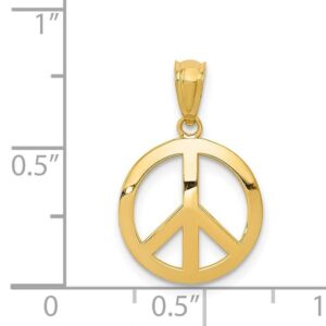 14K Yellow Gold Peace Sign Inspirational Symbol Circle Round Necklace Charm Pendant 20mm x 12mm Only