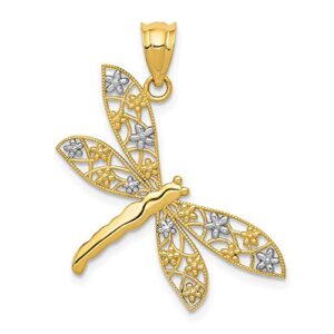 icecarats 14k yellow gold antique filigree dragonfly necklace charm pendant only