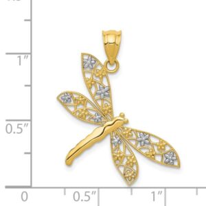 IceCarats 14K Yellow Gold Antique Filigree Dragonfly Necklace Charm Pendant Only