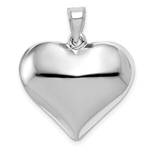 IceCarats 14K White Gold Heart Necklace Love Pendant Charm 26mm x 21mm Only