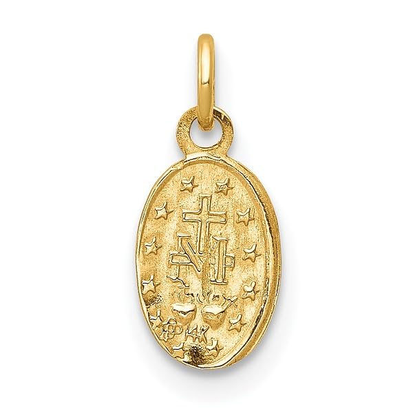 IceCarats 14K Yellow Gold Our Lady of Miraculous Medal Blessed Virgin Mary Necklace Charm Pendant 15mm x 7mm Only