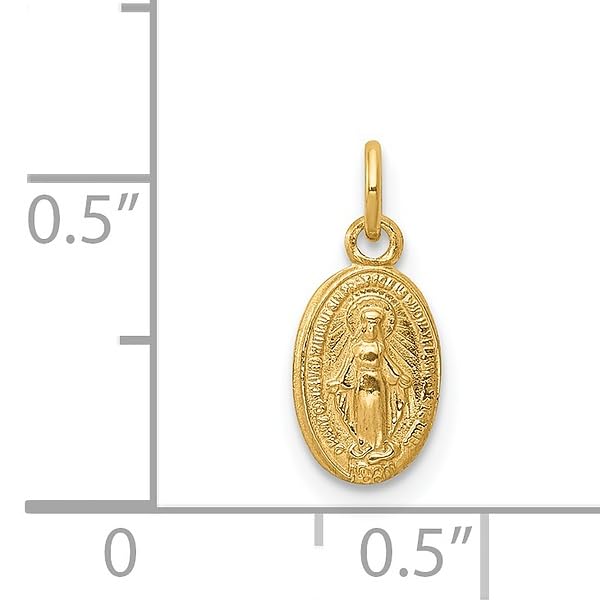 IceCarats 14K Yellow Gold Our Lady of Miraculous Medal Blessed Virgin Mary Necklace Charm Pendant 15mm x 7mm Only