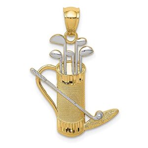 IceCarats 14K Yellow Gold Golf Bag Necklace Charm Sports Pendant Only