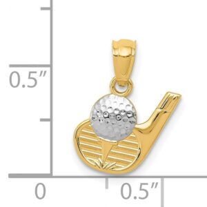 IceCarats 14K Yellow Gold Golf Necklace Charm Sports Pendant 16mm x 12mm Only