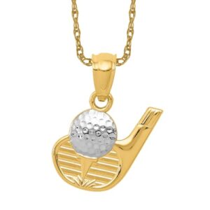 IceCarats 14K Yellow Gold Golf Necklace Charm Sports Pendant 16mm x 12mm Only