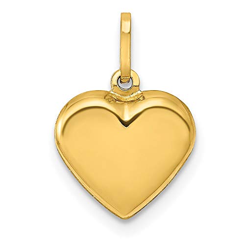 IceCarats 14K Yellow Gold Heart Necklace Love Pendant Charm 15mm x 10mm Only