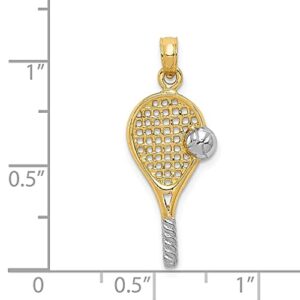 IceCarats 14K Yellow Gold Tennis Racquet Necklace Charm Sports Pendant 28mm x 10mm Only