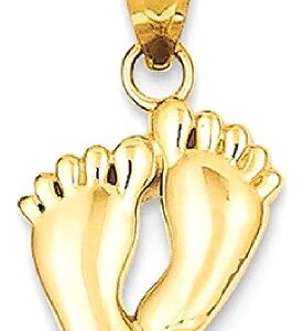 IceCarats 14K Yellow Gold Small Feet Necklace Charm Pendant Only