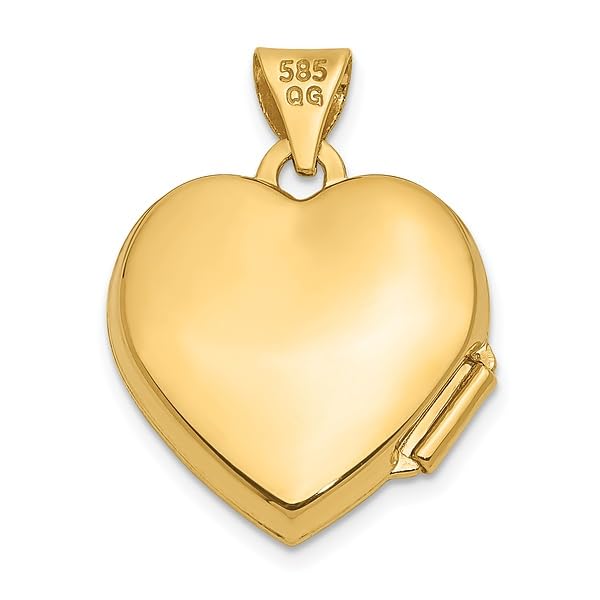 IceCarats 14K Yellow Gold Heart Love Personalized Photo Locket Necklace Charm Pendant 21mm x 15.4mm Only