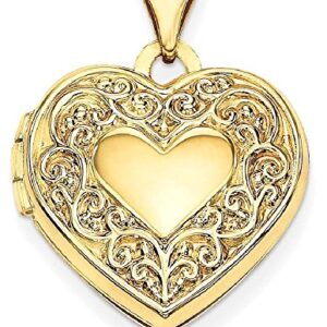 IceCarats 14K Yellow Gold Heart Love Personalized Photo Locket Necklace Charm Pendant 21mm x 15.4mm Only