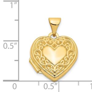 IceCarats 14K Yellow Gold Heart Love Personalized Photo Locket Necklace Charm Pendant 21mm x 15.4mm Only