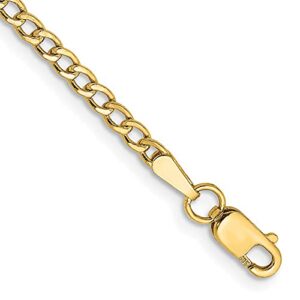 IceCarats 14K Yellow Gold 2.5mm Curb Link Chain Anklet Summer Beach Foot Ankle Bracelet 10 inch