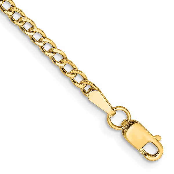 IceCarats 14K Yellow Gold 2.5mm Curb Link Chain Anklet Summer Beach Foot Ankle Bracelet 10 inch