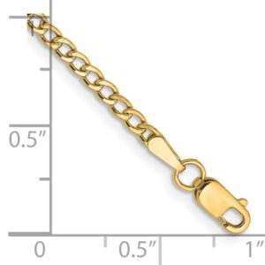 IceCarats 14K Yellow Gold 2.5mm Curb Link Chain Anklet Summer Beach Foot Ankle Bracelet 10 inch