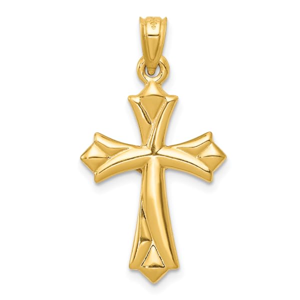 IceCarats 14K Yellow Gold Reversible Lord Jesus Christ Crucifix Holy Cross Necklace Religious Pendant Charm Only