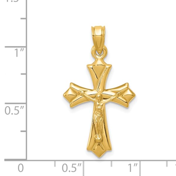 IceCarats 14K Yellow Gold Reversible Lord Jesus Christ Crucifix Holy Cross Necklace Religious Pendant Charm Only