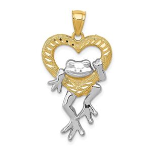 IceCarats 14K Yellow Gold Frog Heart Necklace Love Pendant Charm Only