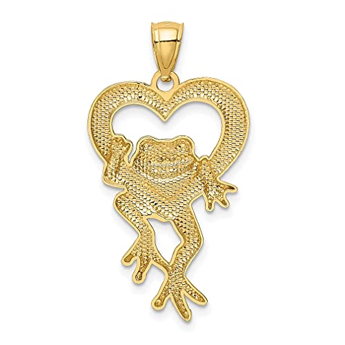 IceCarats 14K Yellow Gold Frog Heart Necklace Love Pendant Charm Only