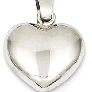 IceCarats 14K White Gold Heart Necklace Love Pendant Charm Only