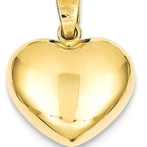 IceCarats 14K Yellow Gold Heart Necklace Love Pendant Charm 18mm x 12mm Only