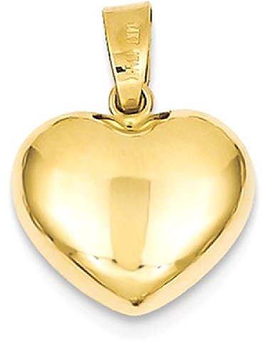 IceCarats 14K Yellow Gold Heart Necklace Love Pendant Charm 18mm x 12mm Only