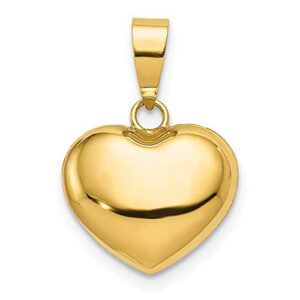 IceCarats 14K Yellow Gold Heart Necklace Love Pendant Charm 18mm x 12mm Only