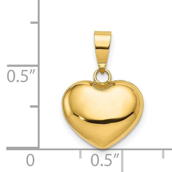 IceCarats 14K Yellow Gold Heart Necklace Love Pendant Charm 18mm x 12mm Only