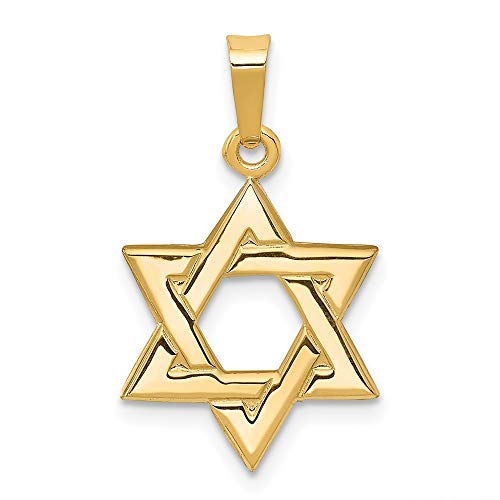 14K Yellow Gold Star of David Jewish Magen Necklace Judaica Religious Pendant Israel Charm 23mm x 13mm Only