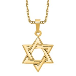 14K Yellow Gold Star of David Jewish Magen Necklace Judaica Religious Pendant Israel Charm 23mm x 13mm Only