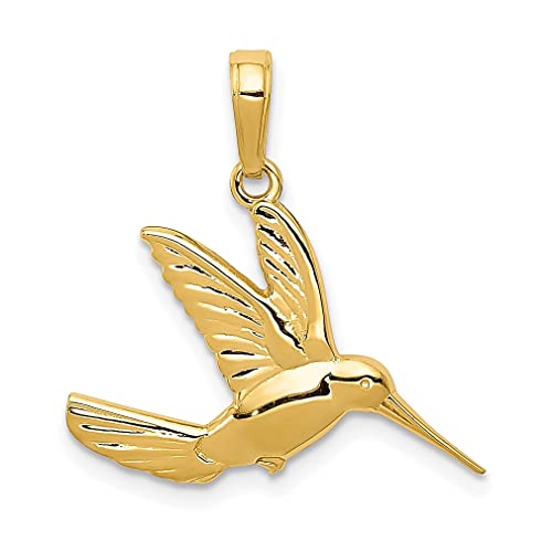 IceCarats 14K Yellow Gold Hummingbird Necklace Bird Pendant Charm 22mm x 21mm Only