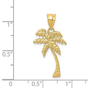 IceCarats 14K Yellow Gold Small Palm Tree Necklace Summer Beach Pendant Tropical Charm Only