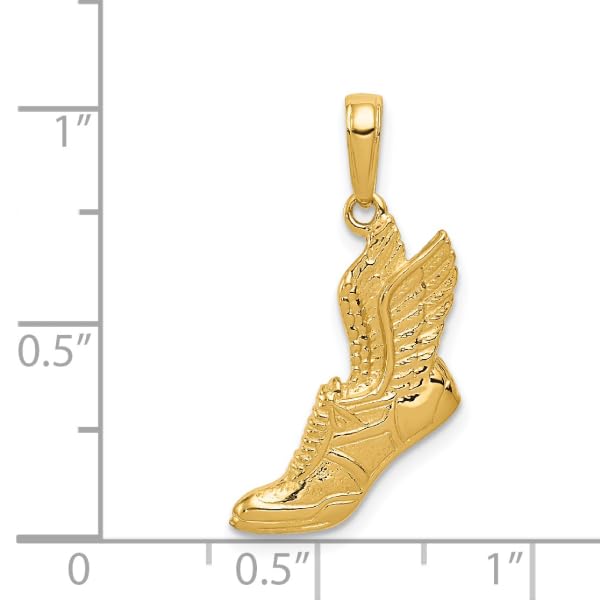 IceCarats 14K Yellow Gold Running Shoe Necklace Charm Sports Pendant 26mm x 15mm Only