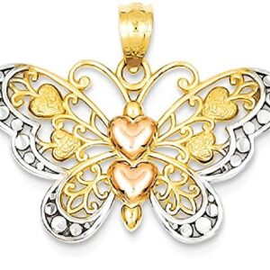 IceCarats 14K Two Tone Gold White Butterfly Wings Necklace Charm Pendant Only